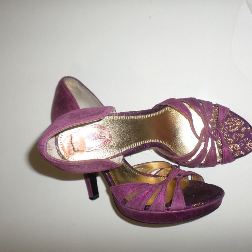 Hale Bob Metallic Pink Sandal Heel 9.5